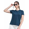 STELLERS Womens Spiumo Cotton Solid Crew Neck T-Shirt Regular Fit | Odour Resistant | Quick Dry | Stretchable | Lightweight