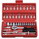 STELLIX Heavy Duty Tool Box & screw driver kit For Home Use| Multipurpose Combination Ratchet Socket Wrench Tool Kit | Auto Repair Tool Set 46 Pcs Set (Black)