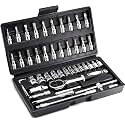 STELLIX Heavy Duty Tool Box &amp; screw driver kit For Home Use| Multipurpose Combination Ratchet Socket Wrench Tool Kit | Auto Repair Tool Set 46 Pcs Set (Black)