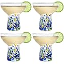 Stemless Margarita Glasses – Set of 4-6oz Luxury Hand Blown Confetti Margaritas, Martini, Cocktails, Water, Wine, Dessert & Champagne Glassware Cinco de Mayo, Hand Blown - Mexican Confetti Glass