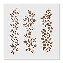Floral Border Design Set of 3 Stencils for Art and Craft Painting Small Size 6x6 inch Reusable Stencil for Painting, Fabric, Glass, Wall Painting, and Craft Painting