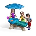 Step 2 Spill & Splash Seaway Water Table for Kids, Two-Tier Outdoor Kids Water Sensory Table with Umbrella, Ages 1.5+ Years Old, 11 Piece Water Toy Accessories