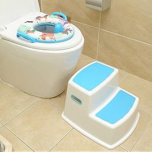 plastic step stool for kids toddler stool for toilet potty training slip resistant soft grip for safety as bathroom potty stool kitchen step stool dual height wide two step