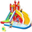 Step4Fun Inflatable Water Slide,Big Bounce House for Kids with Splash Pool,Climbing Wall,Basketball Hoop,Water Gun for Backyard Indoor and Outdoor Party,Included Air Blower,Repair Kit,Carrying Bag