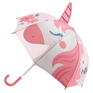 stephen joseph pop-up umbrella for kids  children cartoon and unique all over design portable easy open close light weighted with curved handle unicorn
