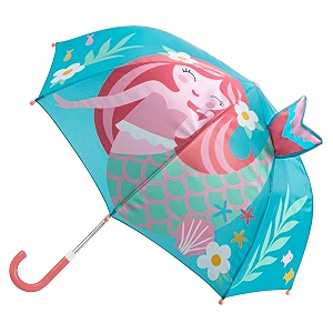 stephen joseph pop-up kids umbrella  children cartoon and unique all over design portable easy open close light weighted with curved handle mermaid