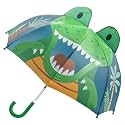 Stephen Joseph Pop-Up Kids Umbrella | Children Cartoon and Unique All Over Design, Portable Easy Open Close Light Weighted with Curved Handle (Dino)