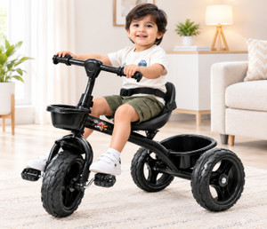 stepupp grow stepup grow baby tricycle with basket black colour for kids stp g black kids tricyclebaby tricycletricycle-005 tricycle