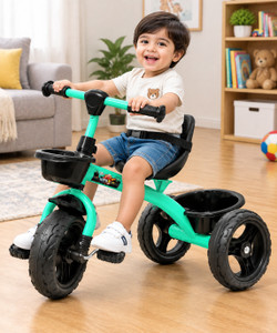 stepupp grow stepup grow baby tricycle with basket green colour for kids stp g green kids tricyclebaby tricycletricycle-003 tricycle