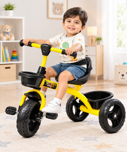 stepupp grow stepup grow baby tricycle with basket yellow colour for kids stp g yellow kids tricyclebaby tricycletricycle-002 tricycle