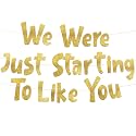 Pre-Strung We Were Just Starting To Like You Gold Glitter Banner - Funny Retirement Decorations for Men and Women - Retirement Party Supplies and Gifts