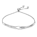 Sterling Silver Engraved Inspirational Adjustable Infinity Bracelet Graduation Gift for Mother Sister Best Friend Jewelry for Women