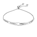 Sterling Silver Engraved Inspirational Adjustable Infinity Bracelet Graduation Gift for Mother Sister Best Friend Jewelry for Women