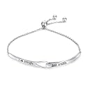 Sterling Silver Engraved Inspirational Adjustable Infinity Bracelet Graduation Gift for Mother Sister Best Friend Jewelry for Women