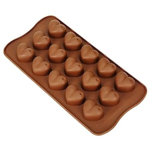 stewit silicone chocolate candy mould heart shape  15 cavity mold re-usable  brown heart mould