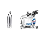 Milton Duo DLX 1000 Thermosteel Water Bottle 1L Silver &amp; Hawkins 3L Contura Pressure Cooker Stainless Steel Inner Lid Induction Compatible SSC30