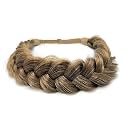 Ladies Braided Headband 2 Strands Messy Classic Thick Wide Braided Wide Braid Elastic Stretch Premium Synthetic Hair Braided Headband Ladies Girl Boho Braids 65g(Headband A6)