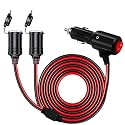 STHIRA® 2 in 1 Car Cigarette Lighter Splitter 9.8Ft Dual Port Cigarette Lighter Socket with Switch & LED Indicator Car Charger Extension Cable DC 12V/24V Adapter for Phone Charging, GPS