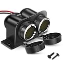 STHIRA 2-in-1 Car Cigarette Lighter Socket Splitter With Caps, 12V/24V