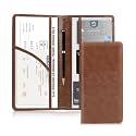 STHIRA Car Document Holder Bifold PU Leather, 6 Transparent Pouches