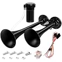 STHIRA Car Horn Air Horn Kit 150Db Double Horn Loud Air Horn For Verhicals Zinc Alloy Horn Verhical Modification Air Horn For 12V Vehicals Trucks Pickup Trains Cars Boats