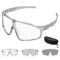 STHIRA® Sports Sunglasses Fashion Photochromic Riding Sunglasses Adaptive Cycling Glasses UV400 Protection Streamlined Unisex Outdoor Bike Sunglasses with Storage Case for Running, Hiking, Cycling