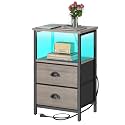 sthmec Nightstand with Charging Station LED Night