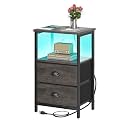 sthmec Nightstand with Charging Station LED Night