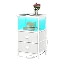 sthmec Nightstand with Charging Station LED Night