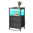 sthmec Nightstand with Charging Station Night Stand