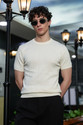 sti Men Self Design Round Neck Organic