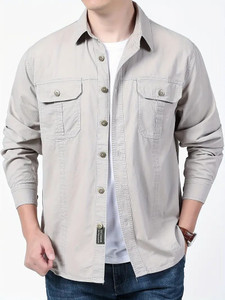 sti Men Solid Casual Grey Shirt