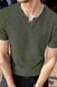 sti Self Design Men V Neck Green