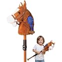 Silent Wheels Stick Horse, Hobby Horse on a Stick for Kids Ages 4-12 Adjustable 30-52" with Illuminated Silent Wheels Comfortable Sponge Wrapped complimentary AA Batteries Realistic Horse neighs.
