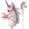 Playful Minds Stick Horse | Plush Handcrafted Hobby Horse Stick Pony Provides Fun Pretend Play for Toddlers & Preschoolers | Handsewn, Sturdy Wood, and Sound Effects (Unicorn)