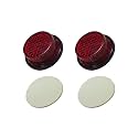 Stick-on Mini Round License Plate Reflectors - Safety Adhesive Backed Reflector Quick Mount for Motorcycle Rear Fender, Trailers Fence, Gate Posts (Pack of 2)