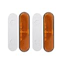 Stick-on Rectangular Reflectors - Safety Spoke Reflective Quick Mount Accessories Adhesive Reflector for Pick Up Trucks, Utility Trucks, Parade Floats, Horse Trailers (Amber-3.85x1.04x0.35 inch,2Pcs)