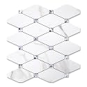STICKGOO 1 Sheet Peel and Stick Backsplash, Calacatta Stick on Aluminum Composite Tiles Stikers, Self Adhesive Mixed Glass Backsplash for Kitchen, Bathroom, Fireplace, RV