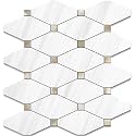 STICKGOO 1 Sheet Peel and Stick Dolomite Mosaic Tile, White Marble Look PVC Mixed Metal Gold Kitchen Backsplash for Fireplace, RV