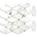 STICKGOO 10 Sheets Peel and Stick Backsplash, Polished Carrara White