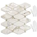STICKGOO 10 Sheets Peel and Stick Backsplash Tiles, Glossy Pandora Marble