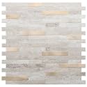 STICKGOO Peel and Stick Backsplash, PVC Wall Tiles Stick on Backsplash for Kitchen(1 Sheet, Beige with Metal Gold)