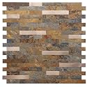STICKGOO Peel and Stick Backsplash, PVC Wall Tiles Stick on Backsplash for Kitchen(1 Sheet, Rust Brown with Metal Gold)