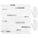 STICKGOO Peel and Stick Backsplash Tile, Stick on Backsplash for Kitchen and Bathroom, Dolomite White Marble Look PVC Mixed Metal Silver Self Adhesive Wall Tiles(10 Sheets)