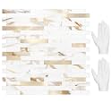 STICKGOO Peel and Stick Backsplash Tile, Stick on Backsplash for Kitchen and Bathroom, Calacatta Gold Marble Look PVC Mixed Metal Gold Self Adhesive Wall Tiles(10 Sheets)