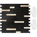 STICKGOO Peel and Stick Backsplash Tile, Stick on Backsplash for Kitchen and Bathroom, Black Mixed Gold Metal Composite Self Adhesive Wall Tiles(10 Sheets)