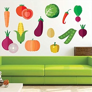 stickme 39colourful vegetables kids learning education nursery pre school kinder garden wall sticker39 -sm507 multi colour vinyl - 150cm x 150 cm-self-adhesive