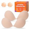 Sticky Bra Push Up,Backless Strapless Bra,Ultra Adhesive Bra,Stick on Bra Push Up for Women's Exotic Bras with Nipple Covers