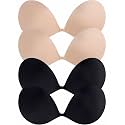Sticky Bras Push Up - 4 Pairs Adhesive Invisible Silicone Bra Backless Strapless Bra for Women with Nipple Covers