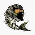 Bass Mullet 3 pcs Fishing Sticker, 2 Inches - Vinyl Waterproof Decal for Yeti Cup, Car, Laptop, Wall, Window, Bumper